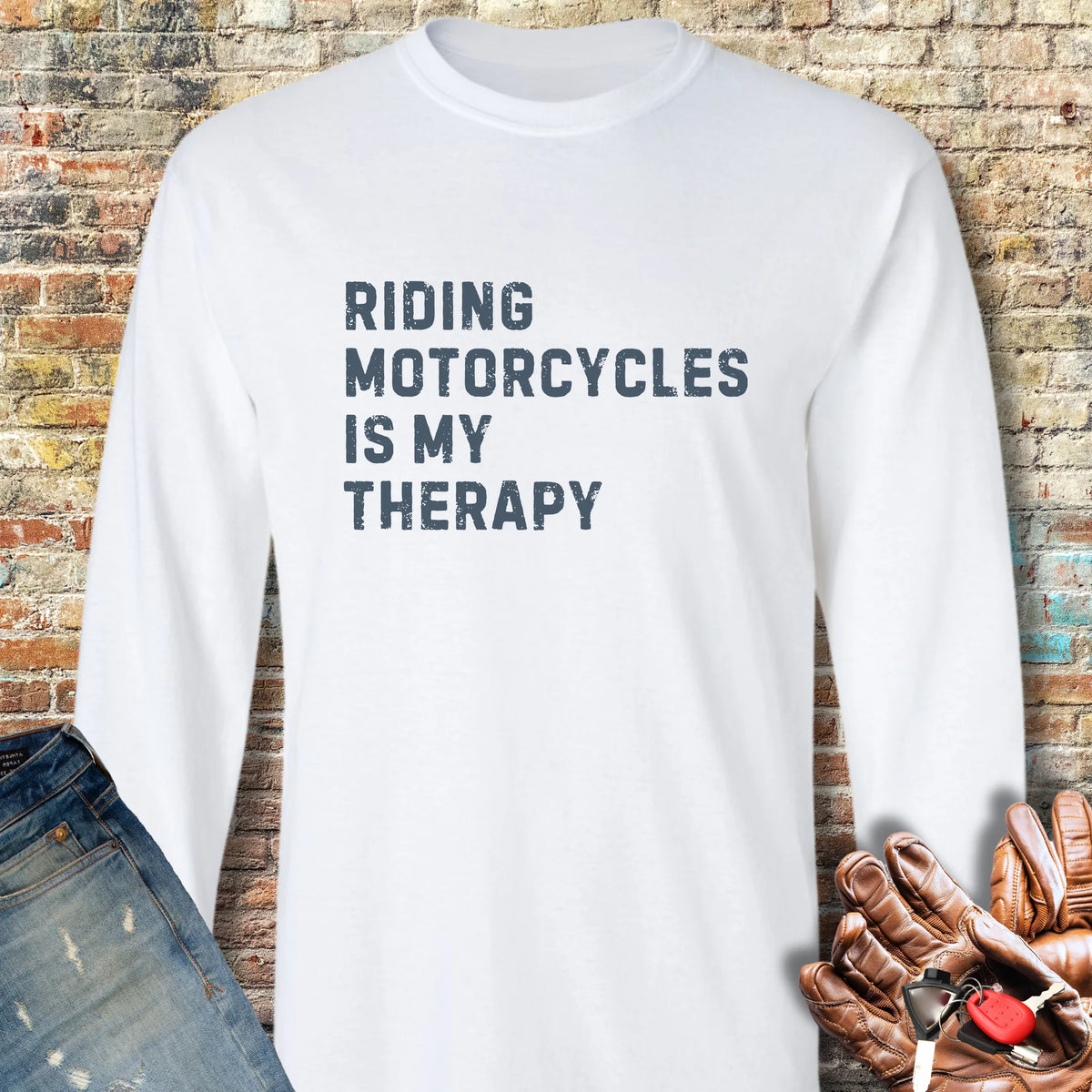 Therapy (Text) Long Sleeve T-Shirt - White