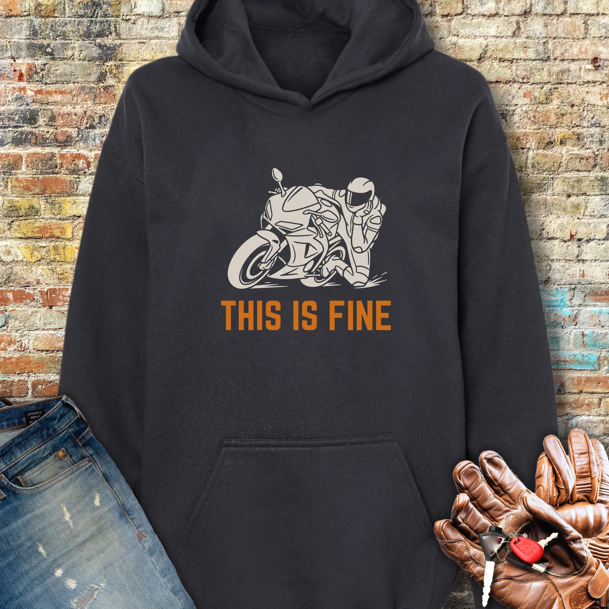 This Is Fine Hoodie - Black