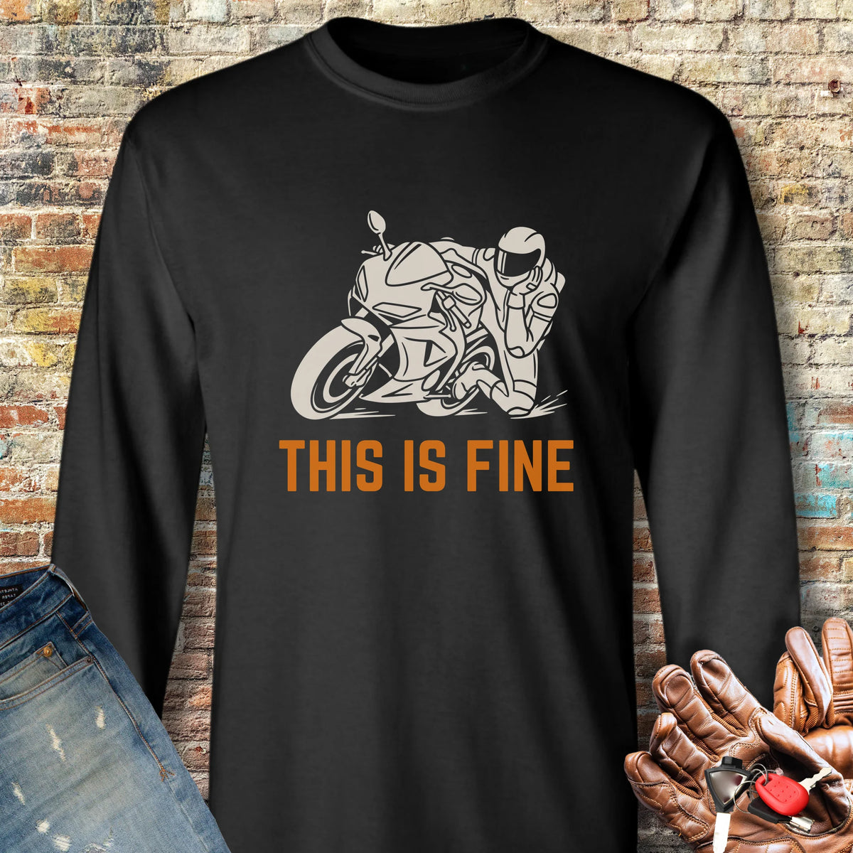 This Is Fine Long Sleeve T-Shirt - Black