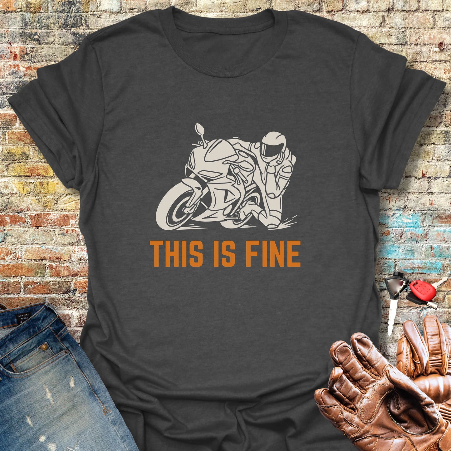 This Is Fine T-Shirt - Dark Heather