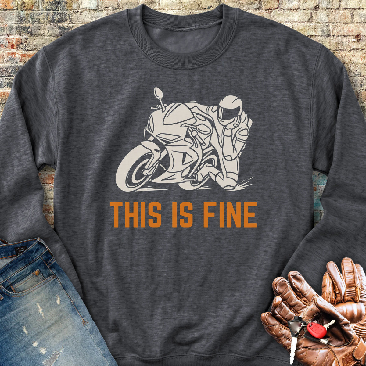 This Is Fine Sweatshirt - Dark Heather