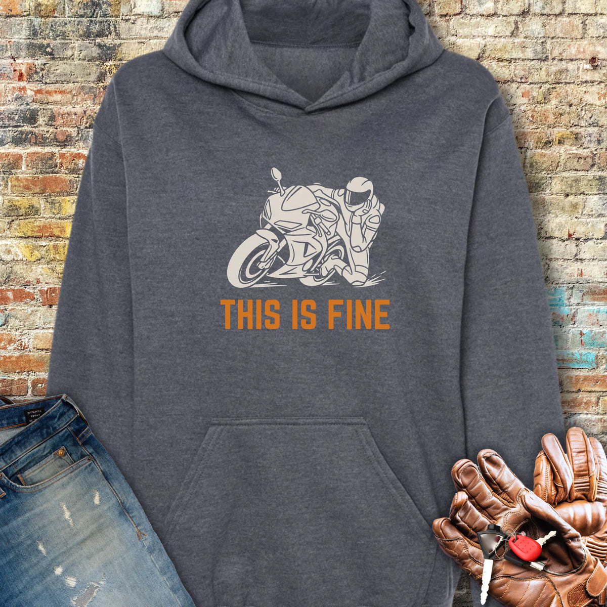 This Is Fine Hoodie - Dark Heather