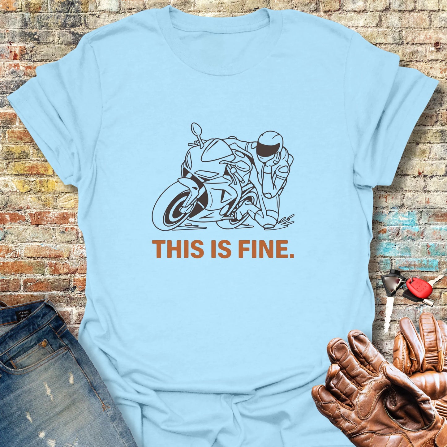 This Is Fine T-Shirt - Light Blue