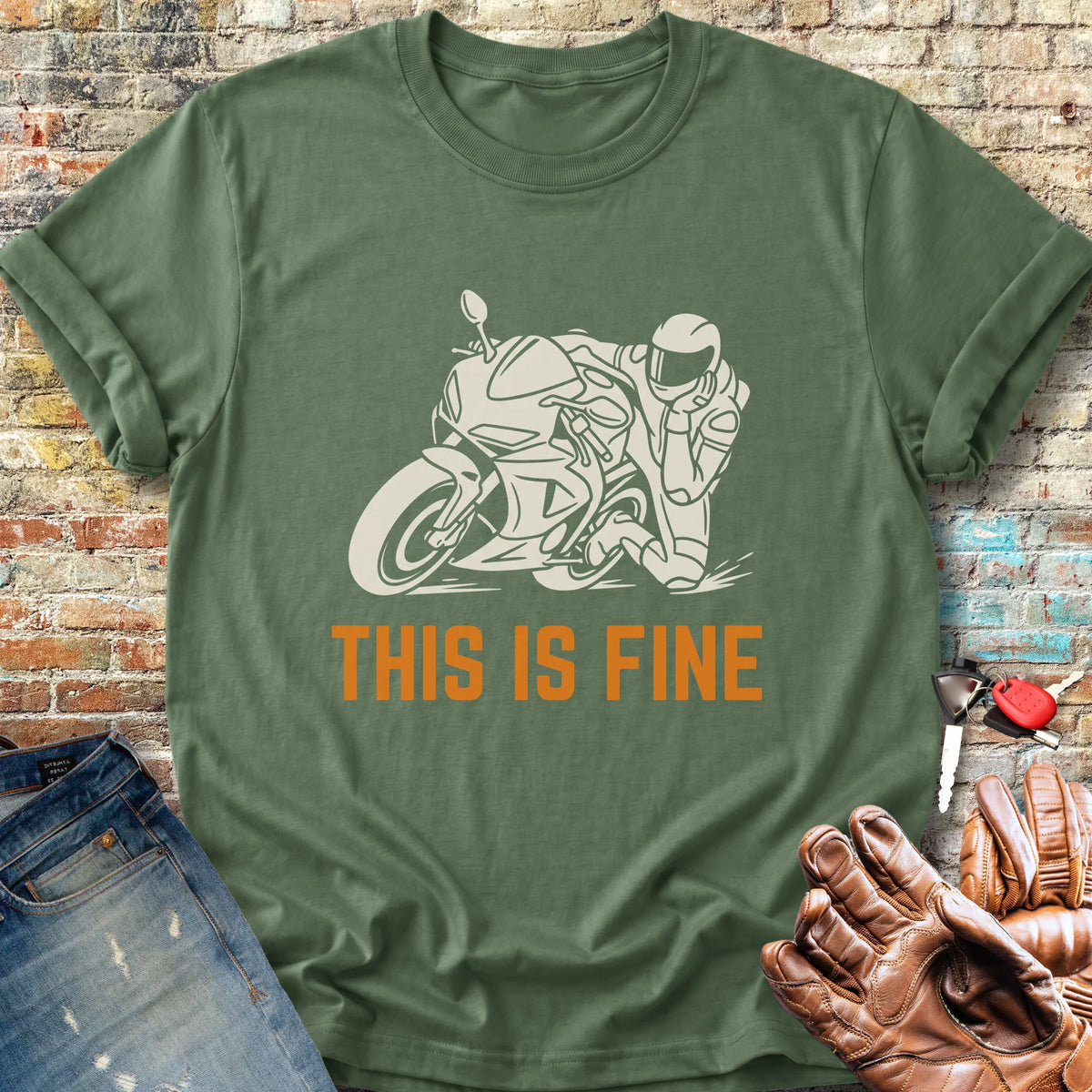 This Is Fine Classic T-Shirt - Military Green