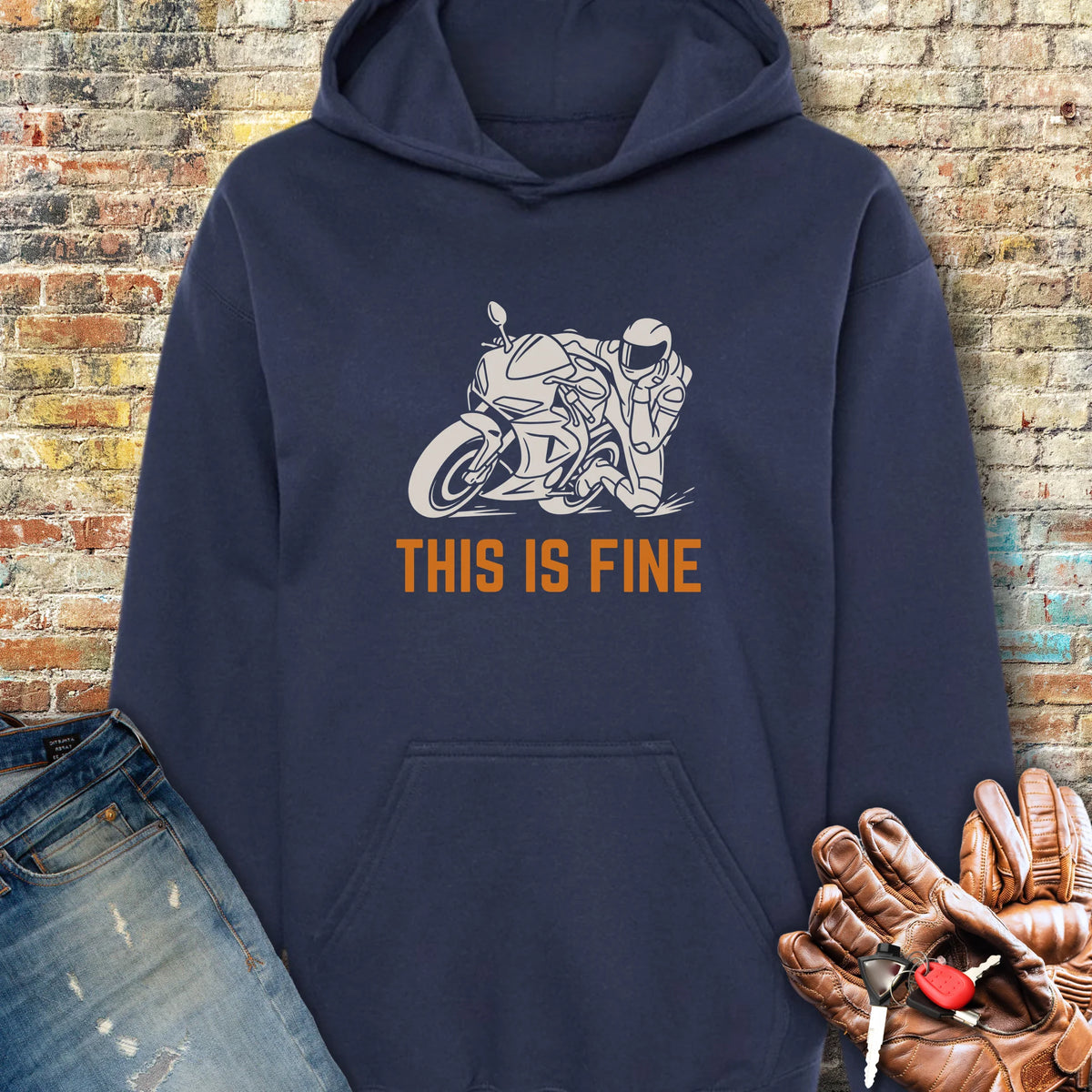 This Is Fine Hoodie - Navy