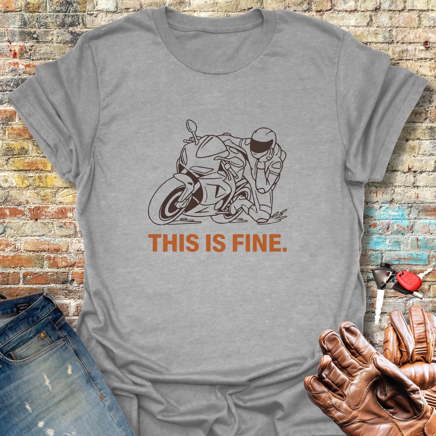 This Is Fine T-Shirt - Sport Grey