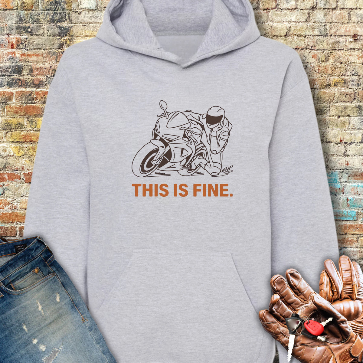 This Is Fine Hoodie - Sport Grey