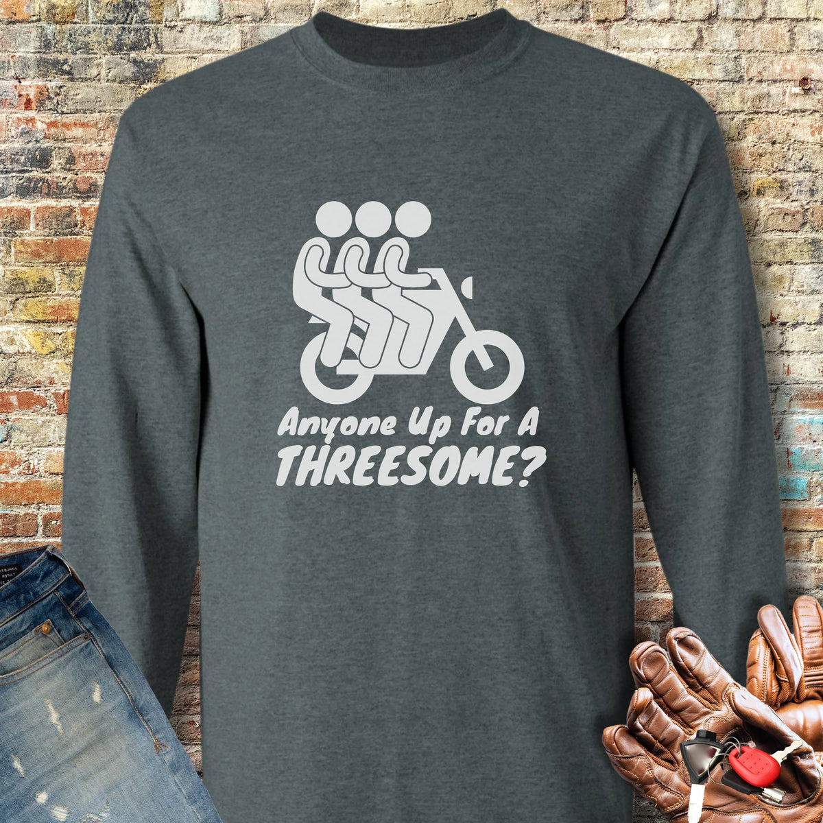 Threesome Long Sleeve T-Shirt - Dark Heather