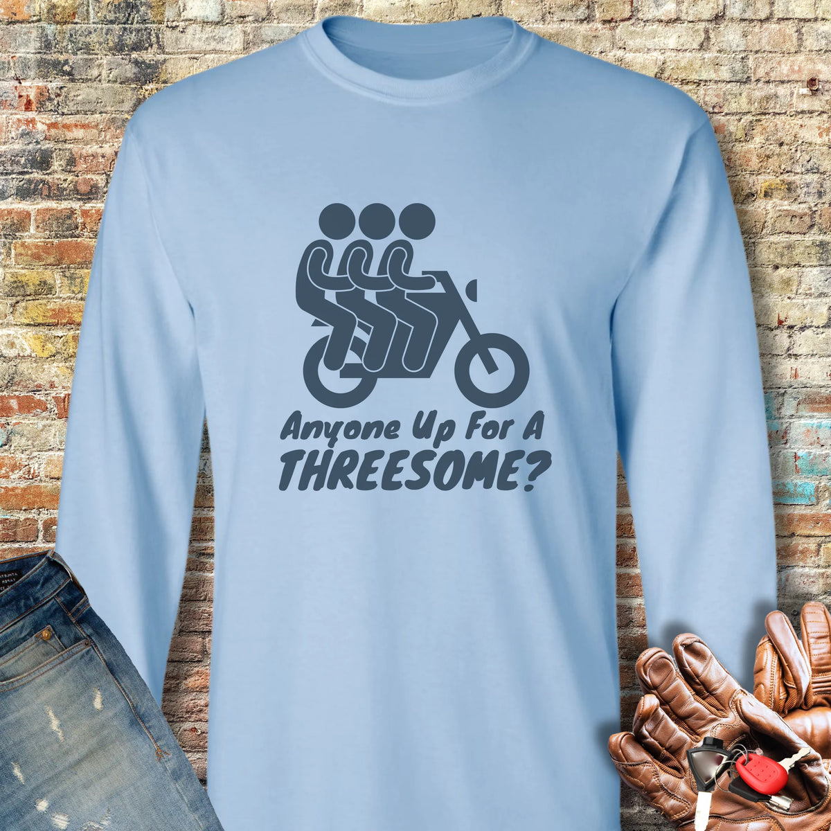 Threesome Long Sleeve T-Shirt - Light Blue