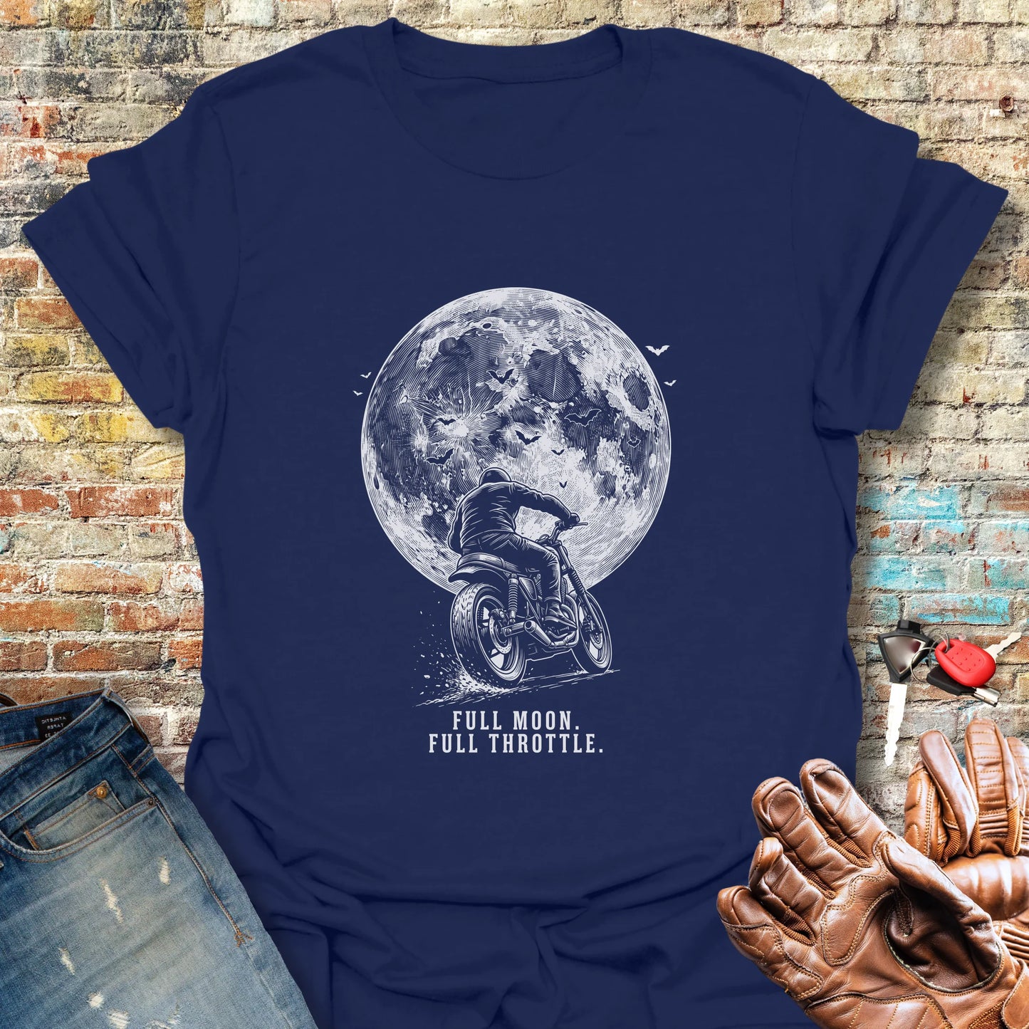 Throttle to the Moon T-Shirt - Navy