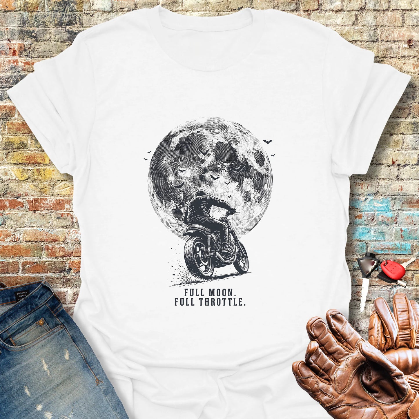 Throttle to the Moon T-Shirt - White