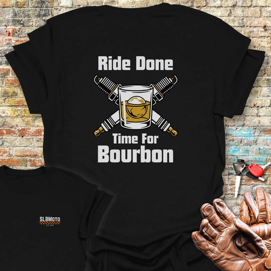 Time For Bourbon Back Print T-Shirt - Black