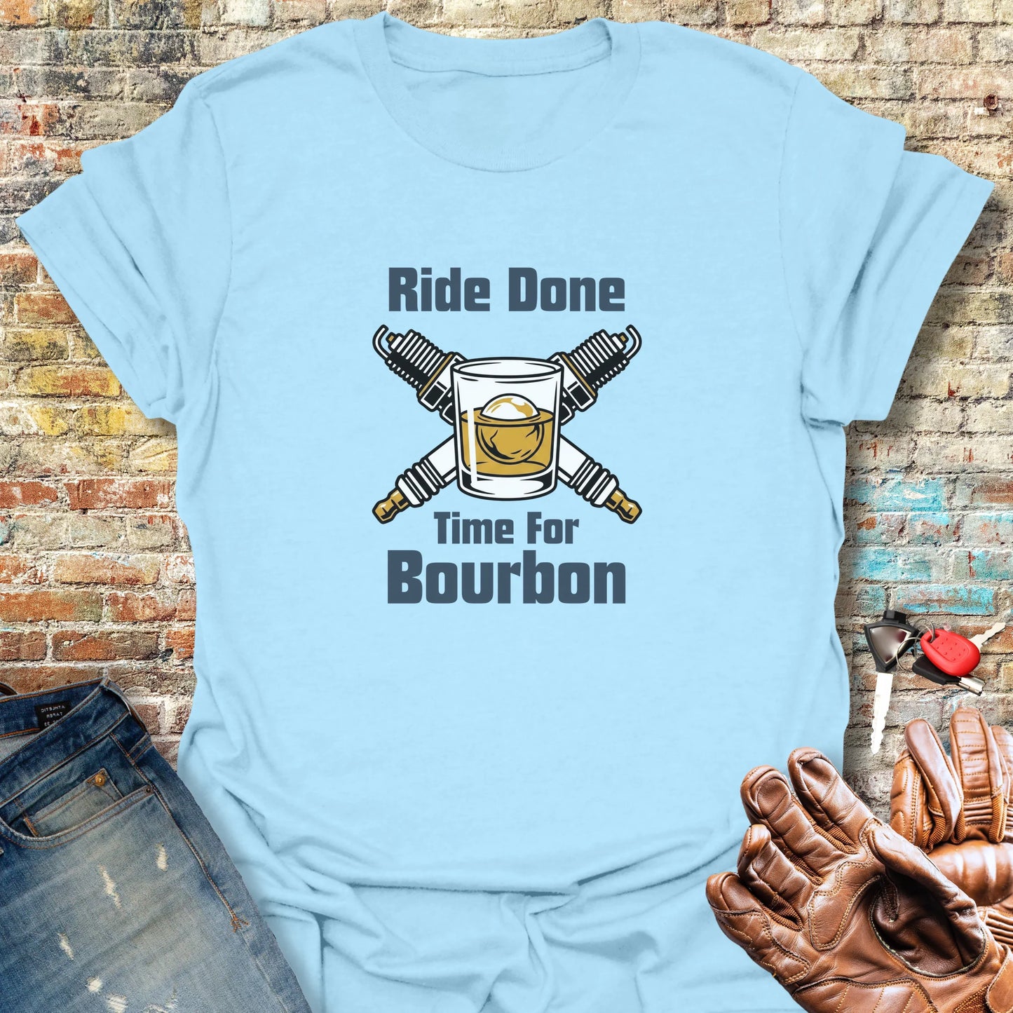 Time For Bourbon T-Shirt - Light Blue