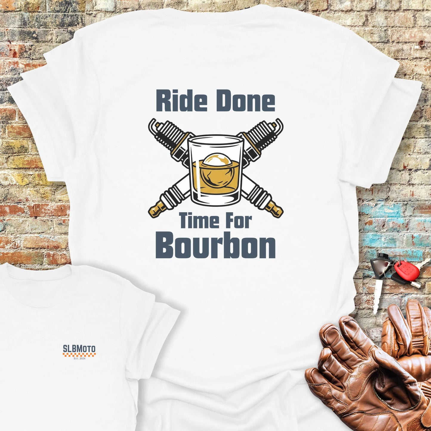 Time For Bourbon Back Print T-Shirt - White