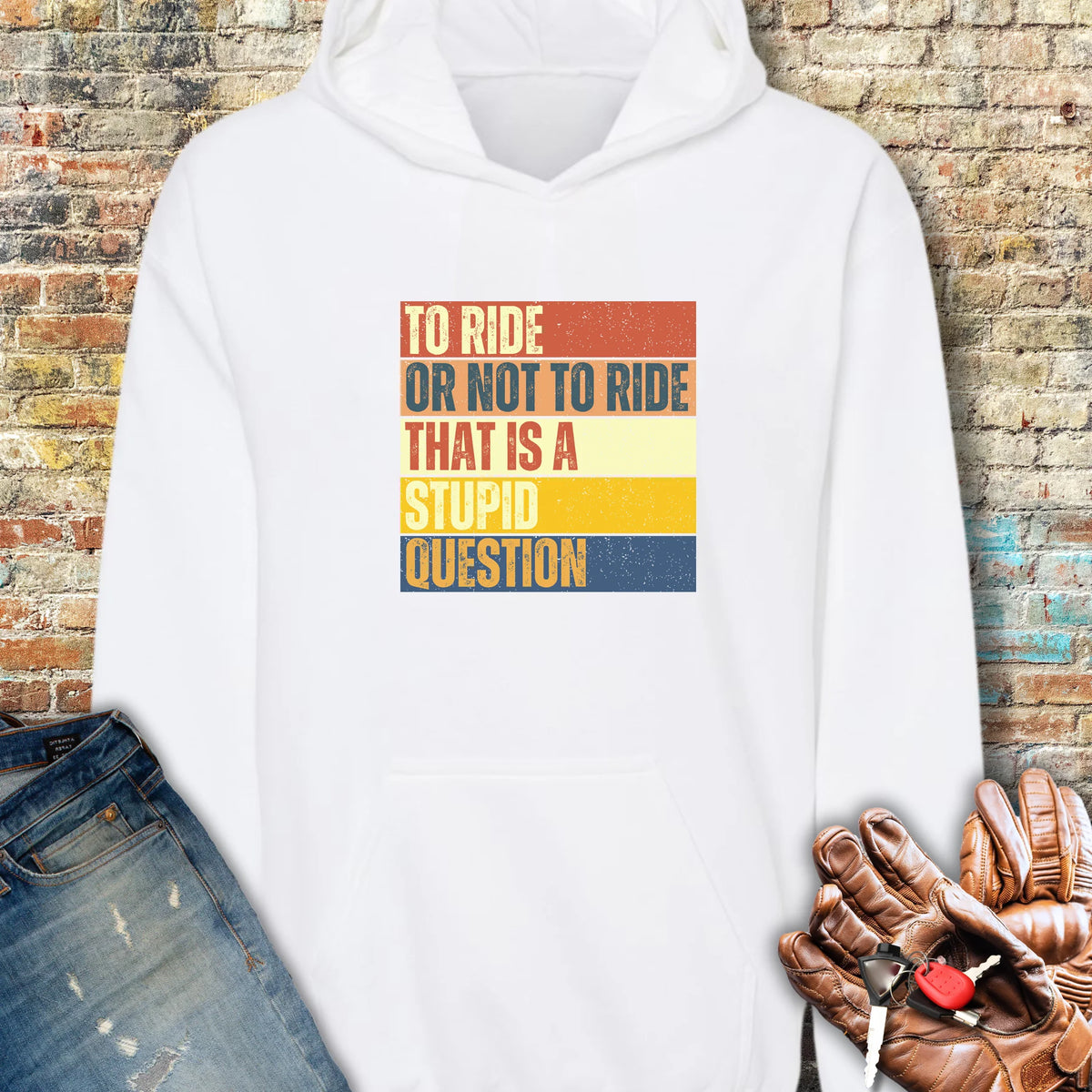 To Ride Or Not To Ride (Block) Hoodie - White