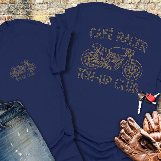 Café Racer Ton-Up Club (Back Print) T-Shirt