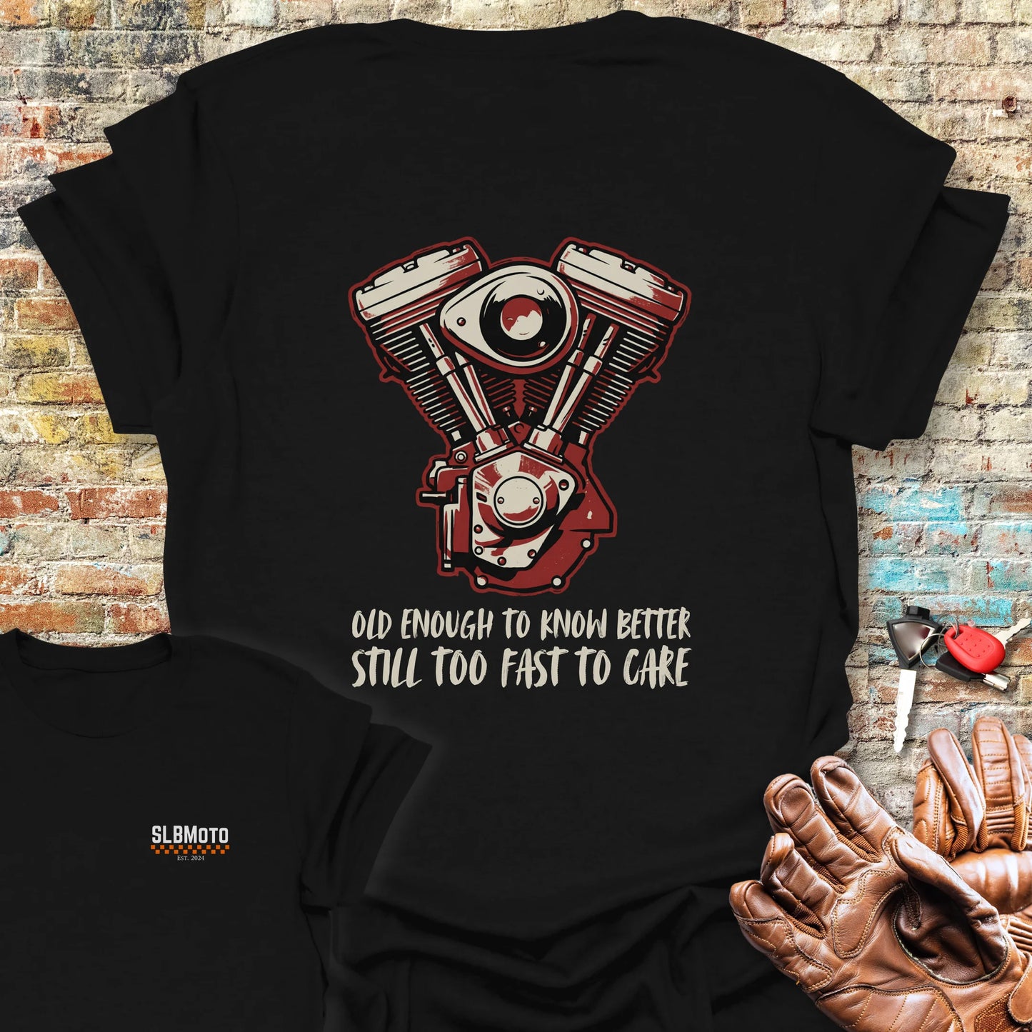 Too Fast To Care Back Print T-Shirt - Black
