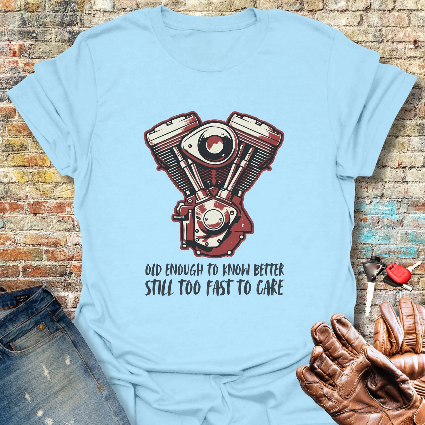 Too Fast To Care T-Shirt - Light Blue