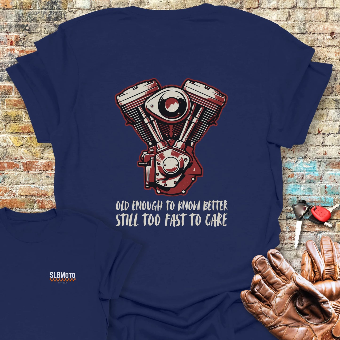 Too Fast To Care Back Print T-Shirt - Navy