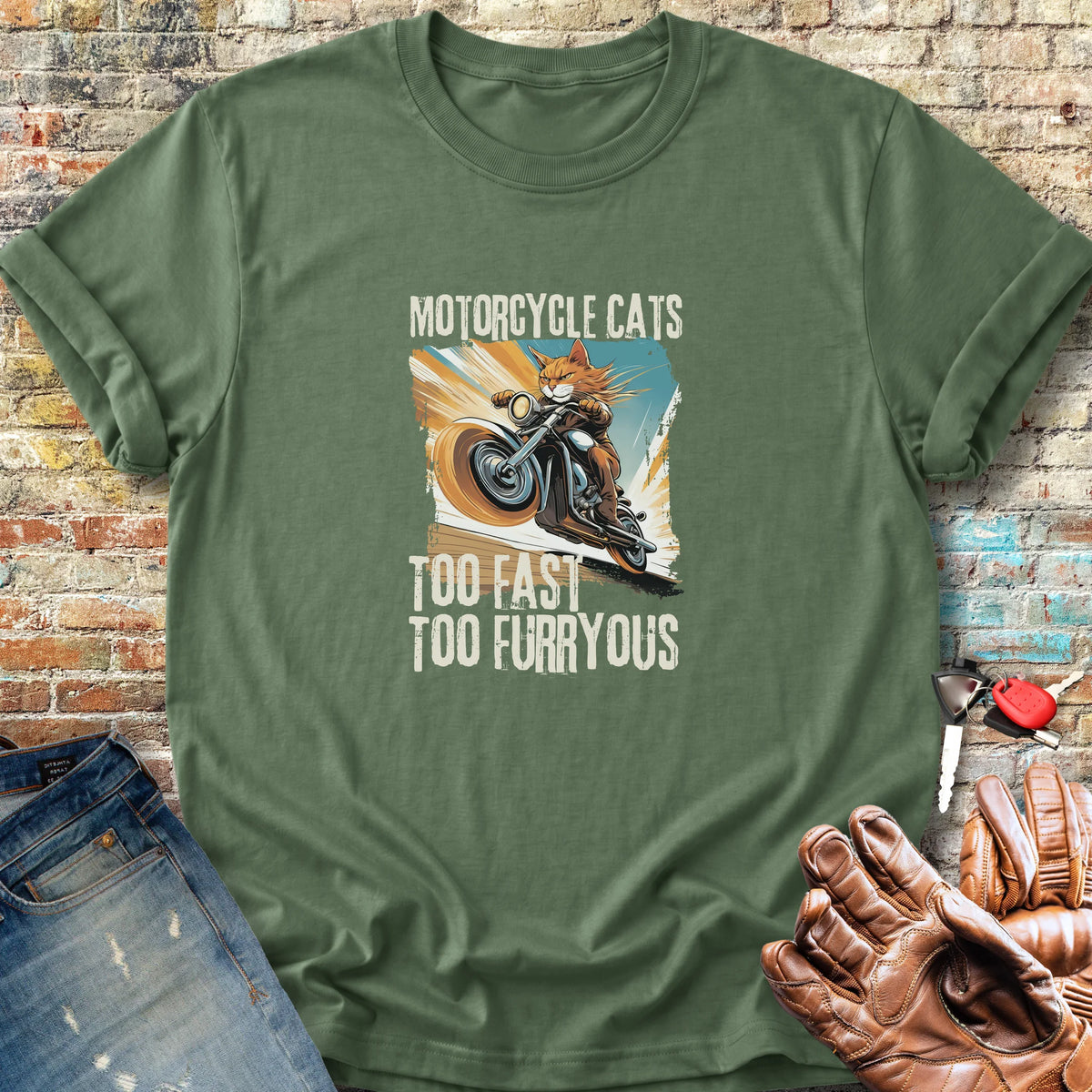Too Fast Too Furryous Classic T-Shirt - Military Green