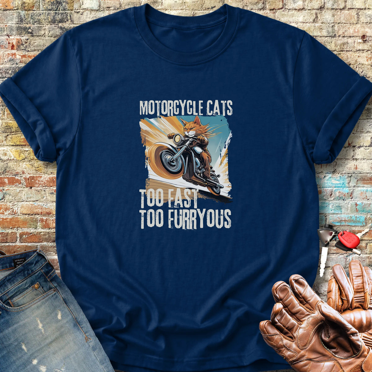 Too Fast Too Furryous Classic T-Shirt - Navy