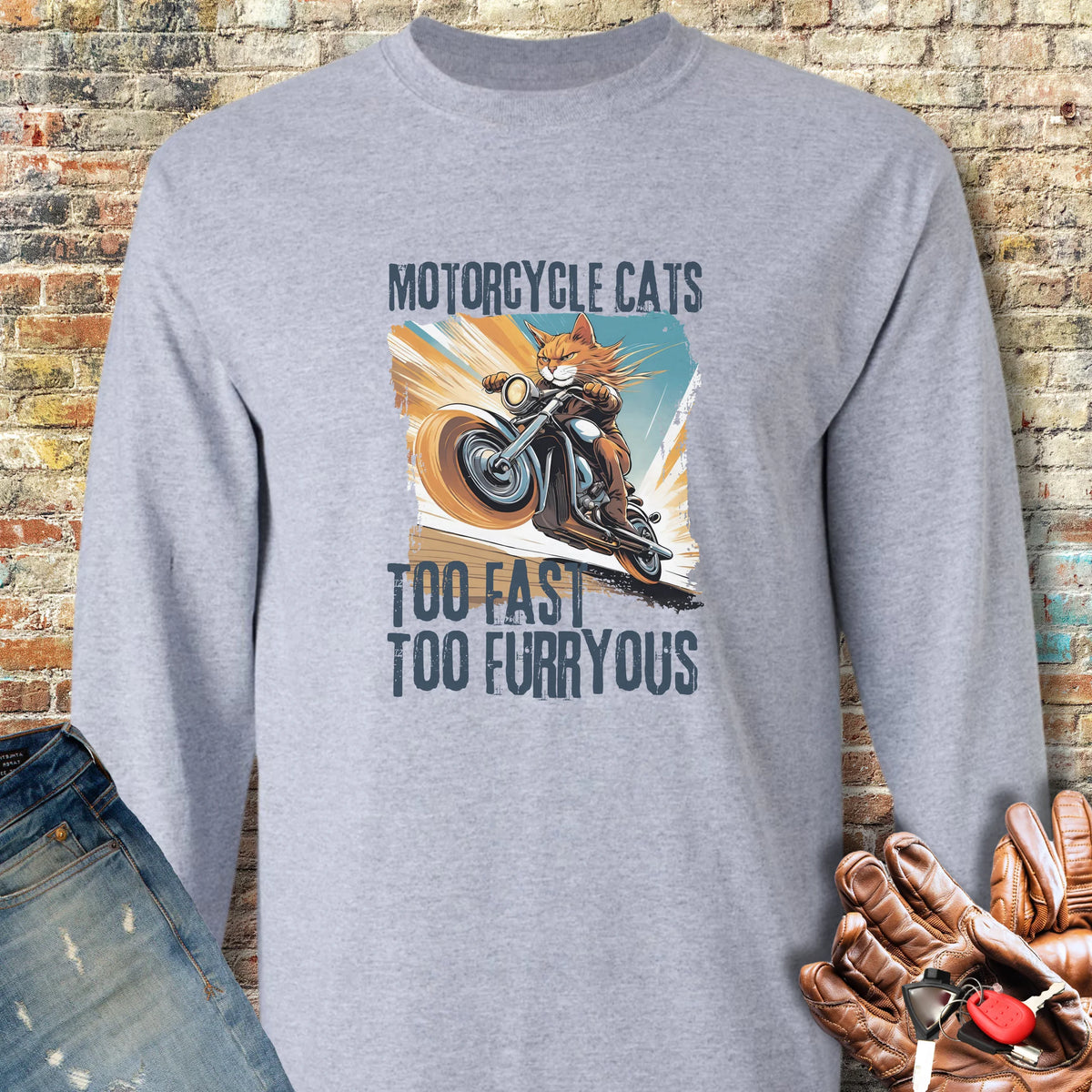 Too Fast Too Furryous Long Sleeve T-Shirt - Sport Grey