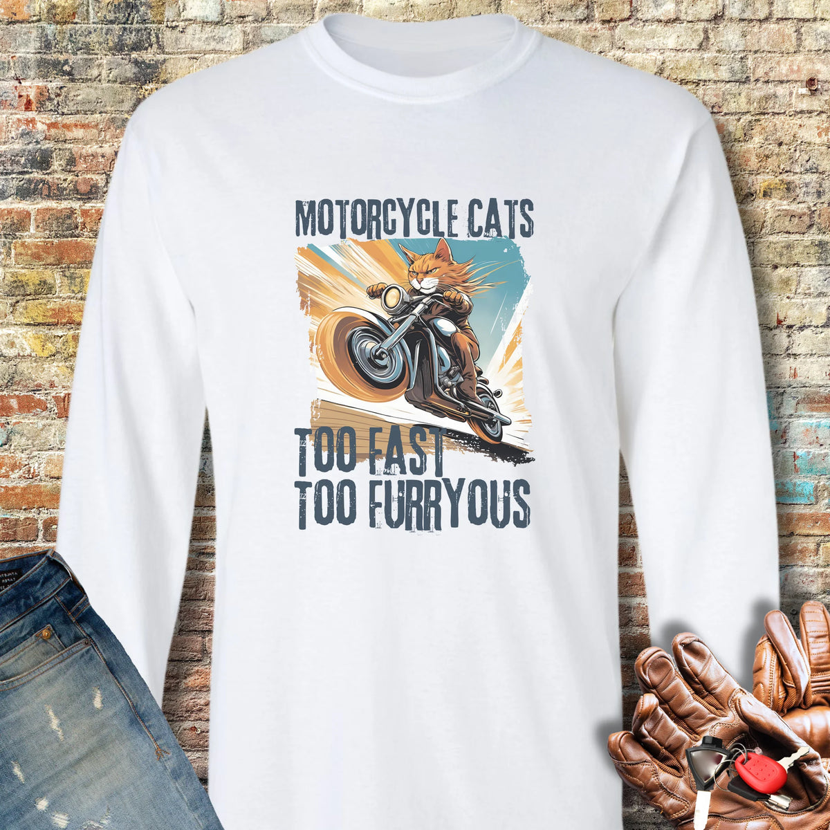 Too Fast Too Furryous Long Sleeve T-Shirt - White