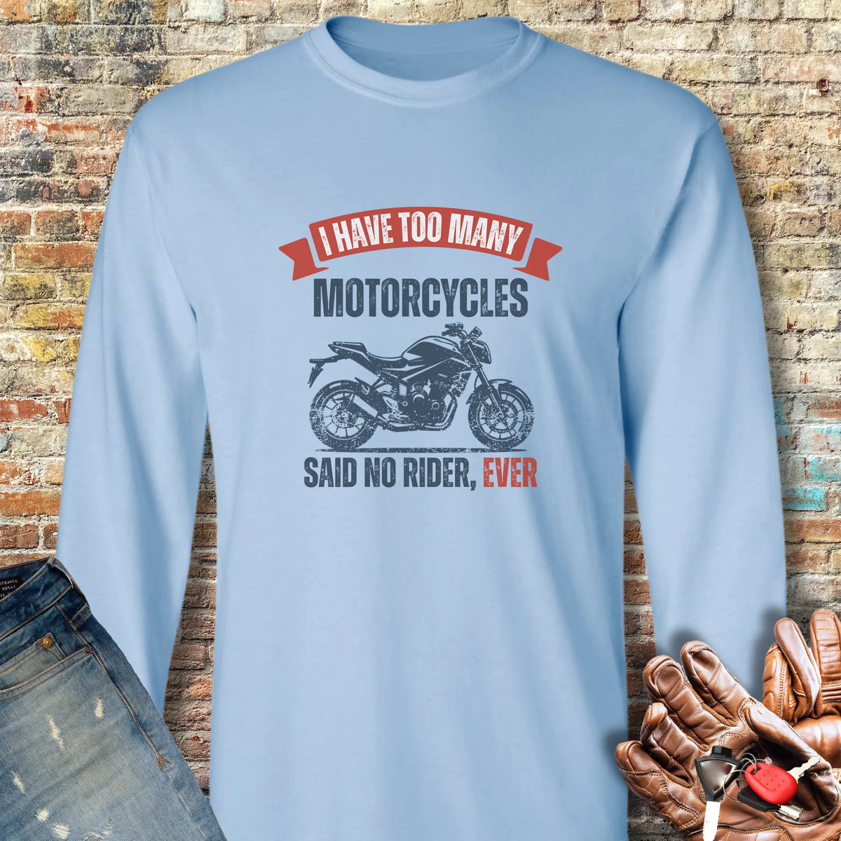 Too Many (Street) Long Sleeve T-Shirt - Light Blue