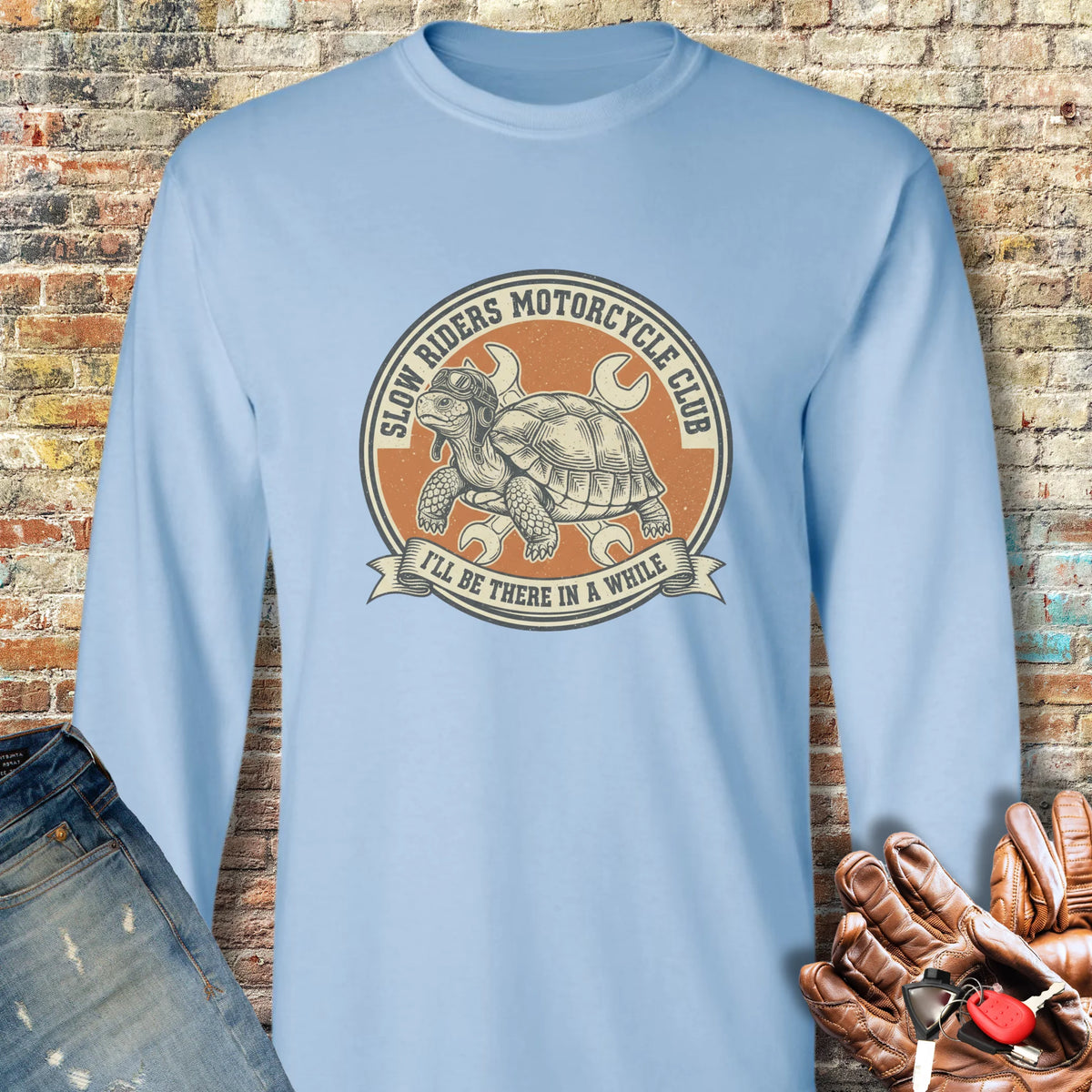 Tortoise Long Sleeve T-Shirt - Light Blue