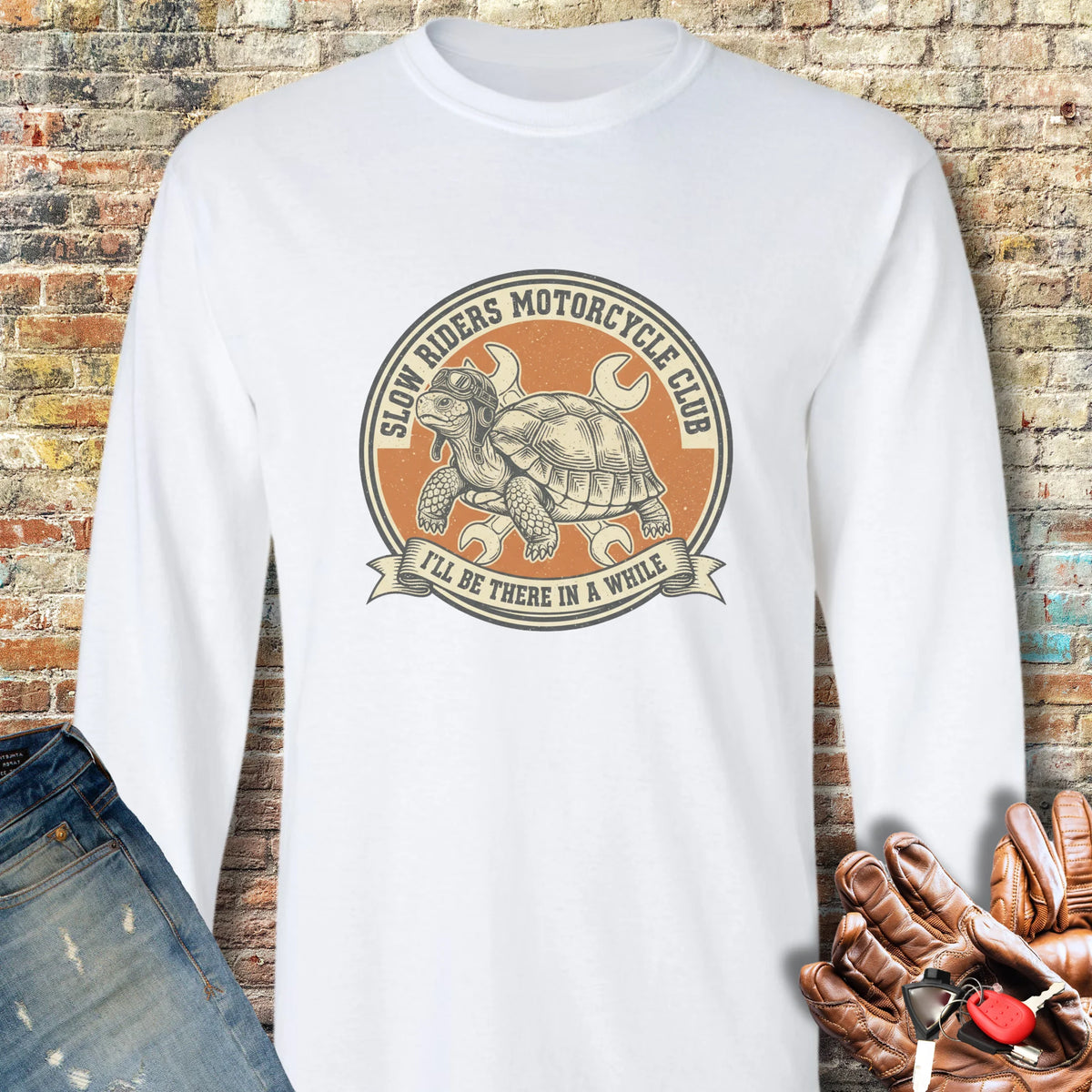 Tortoise Long Sleeve T-Shirt - White