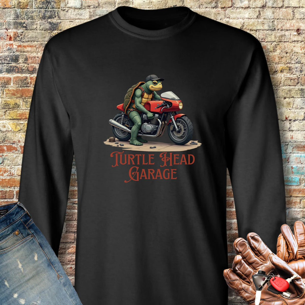 Turtle Head Garage Long Sleeve T-Shirt - Black