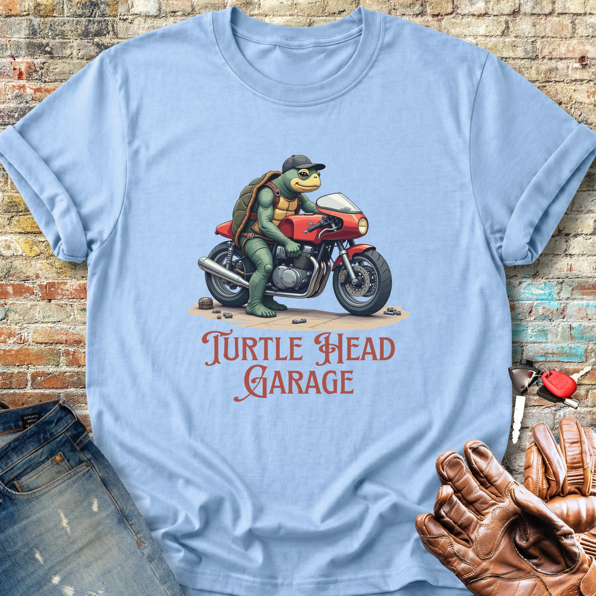 Turtle Head Garage Classic T-Shirt - Light Blue