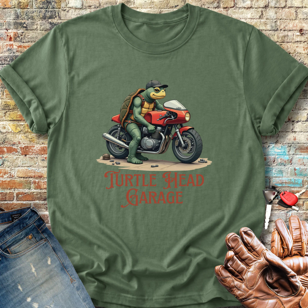 Turtle Head Garage Classic T-Shirt - Military Green