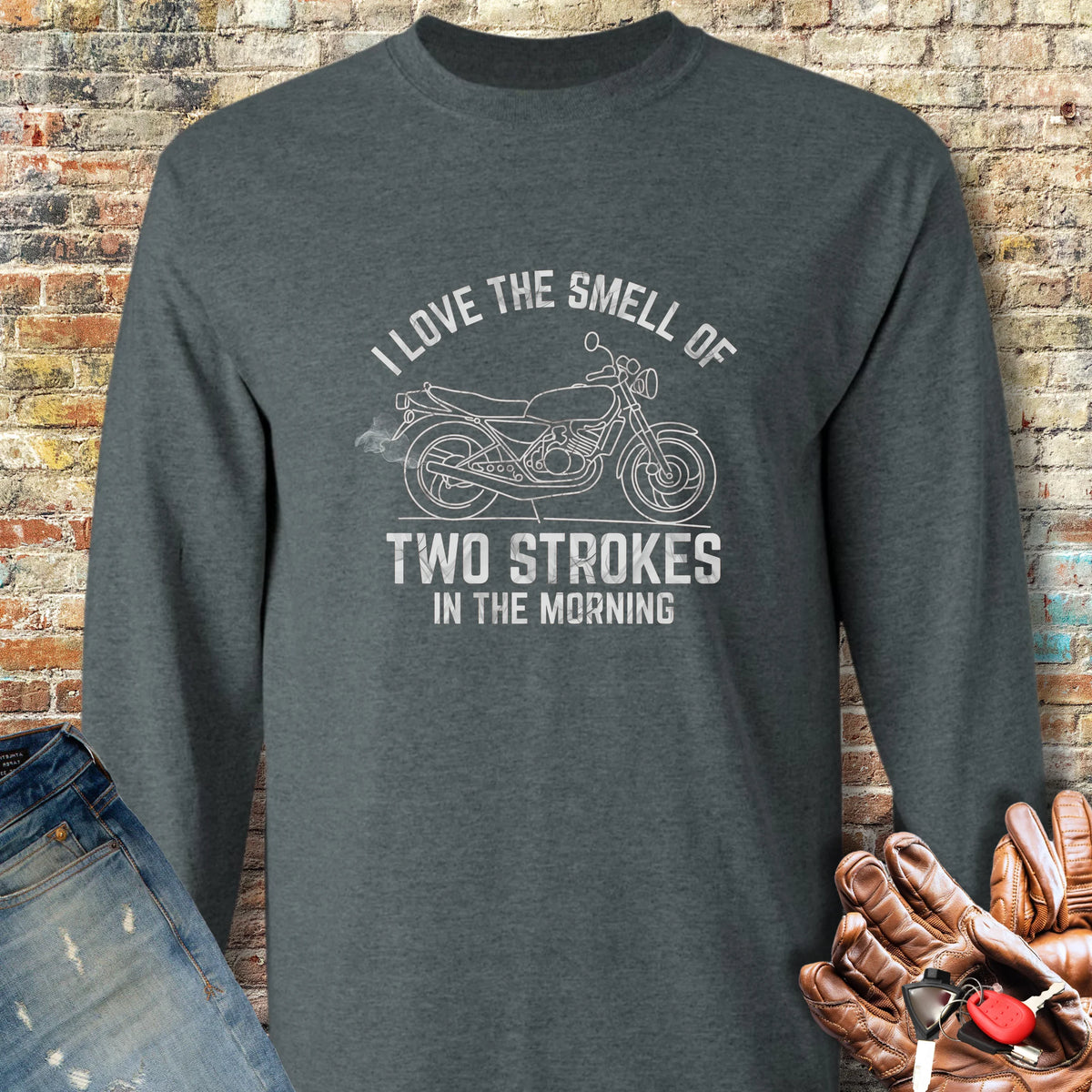 Two Strokes Long Sleeve T-Shirt - Dark Heather