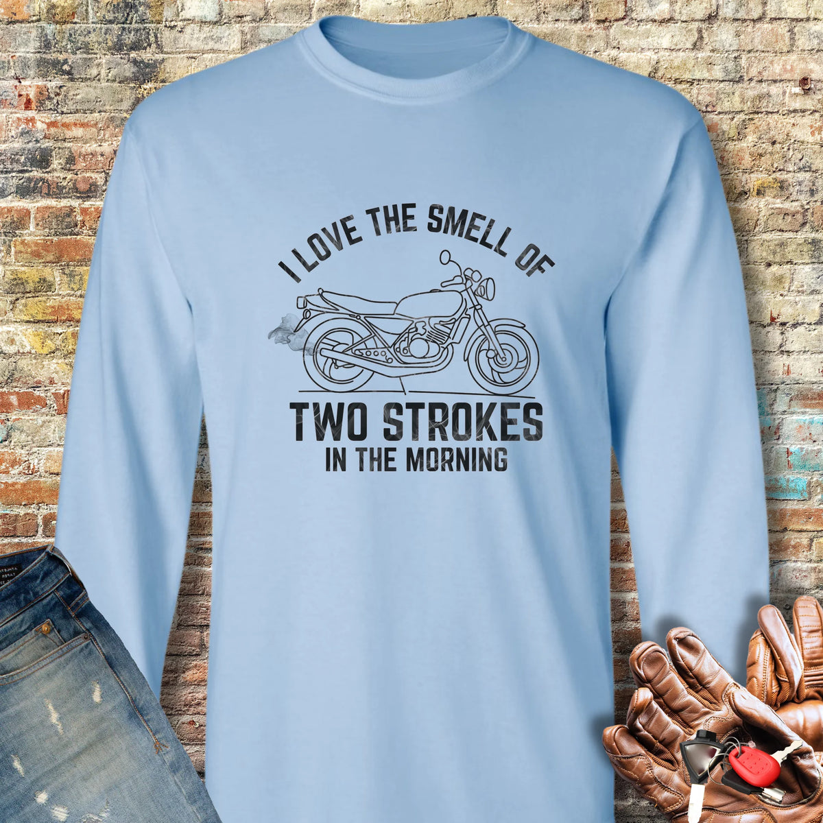 Two Strokes Long Sleeve T-Shirt - Light Blue