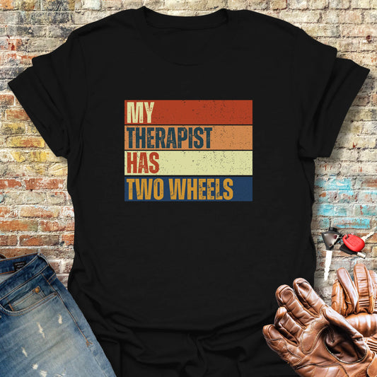 Two Wheel Therapist (Block) T-Shirt - Black