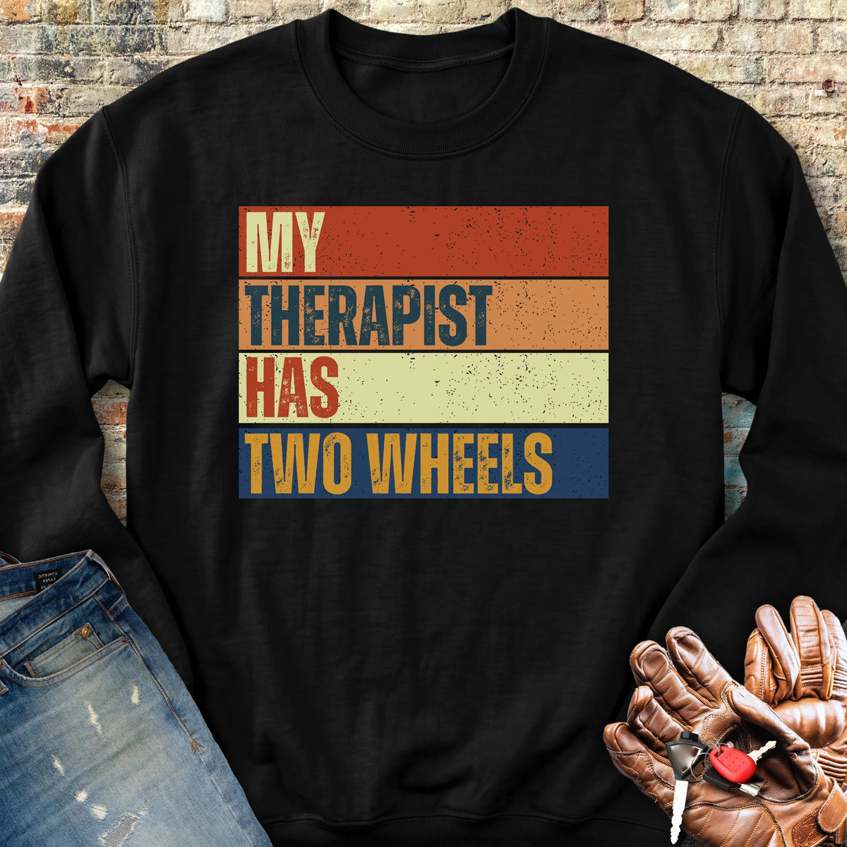 Two Wheel Therapist (Block) Sweatshirt - Black