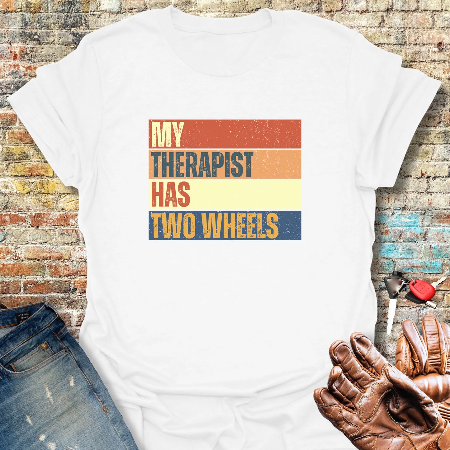 Two Wheel Therapist (Block) T-Shirt - White