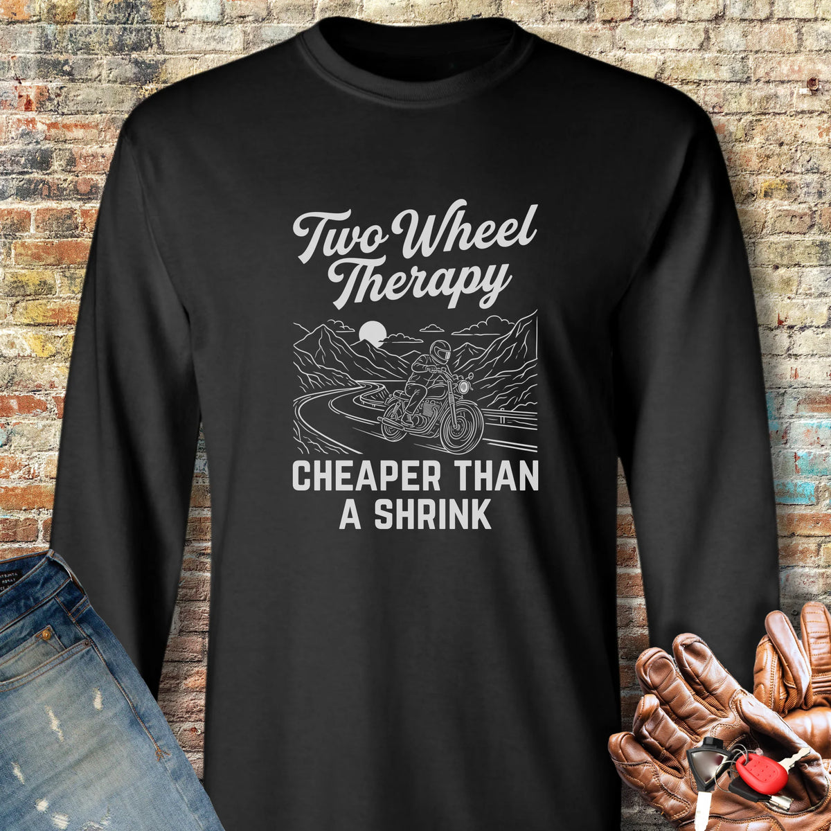 Two Wheel Therapy Long Sleeve T-Shirt - Black