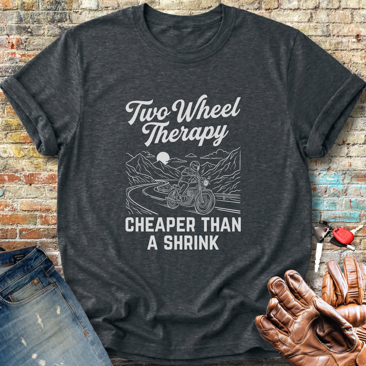 Two Wheel Therapy Classic T-Shirt - Dark Heather