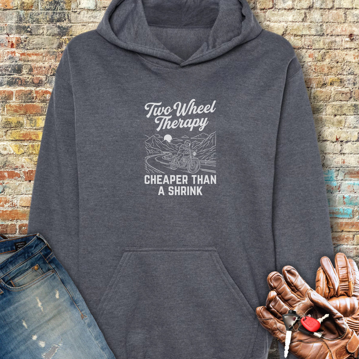 Two Wheel Therapy Hoodie - Dark Heather