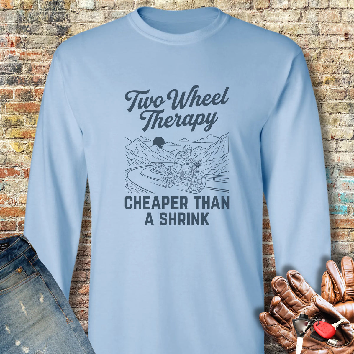 Two Wheel Therapy Long Sleeve T-Shirt - Light Blue
