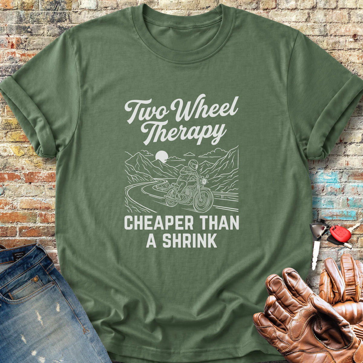 Two Wheel Therapy Classic T-Shirt - Military Green