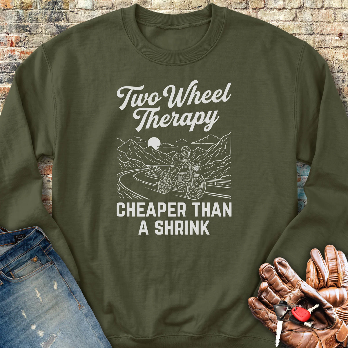 Two Wheel Therapy Sweatshirt - Military Green