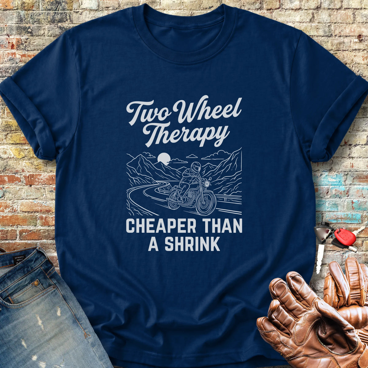 Two Wheel Therapy Classic T-Shirt - Navy
