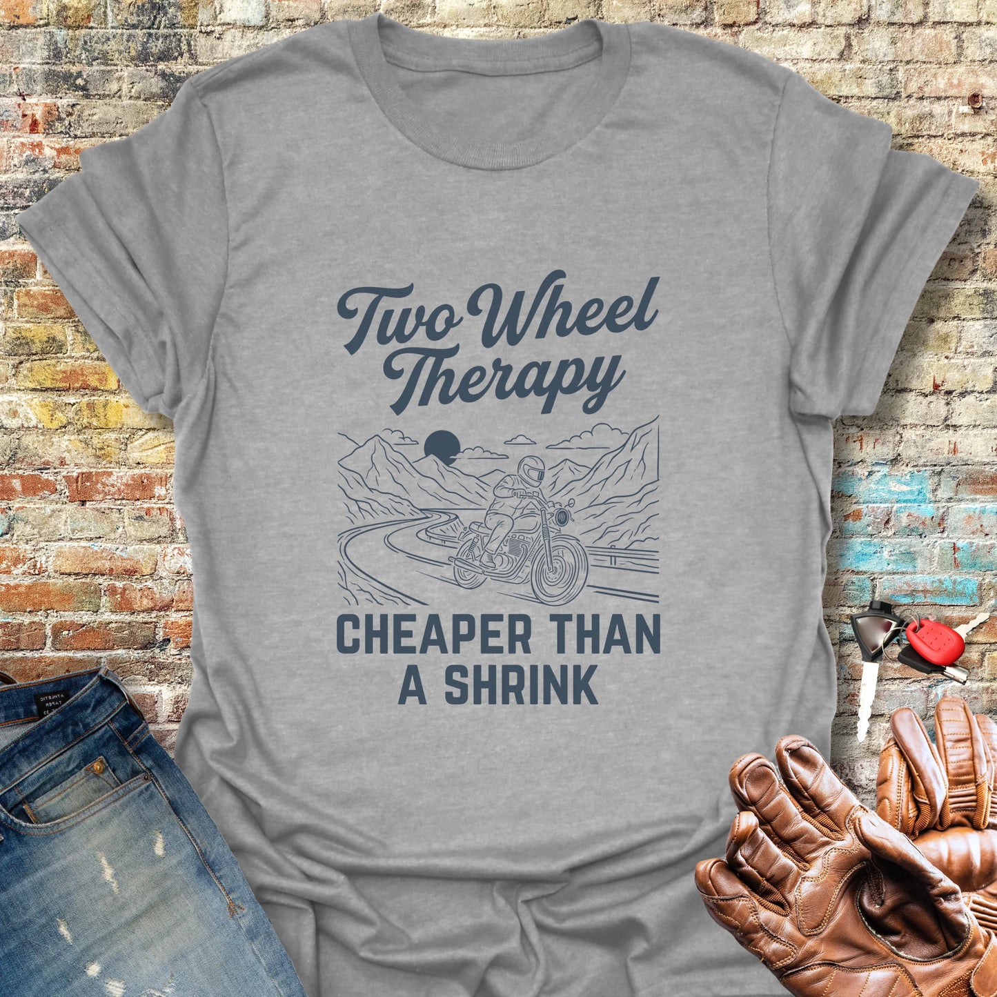 Two Wheel Therapy T-Shirt - Sport Grey
