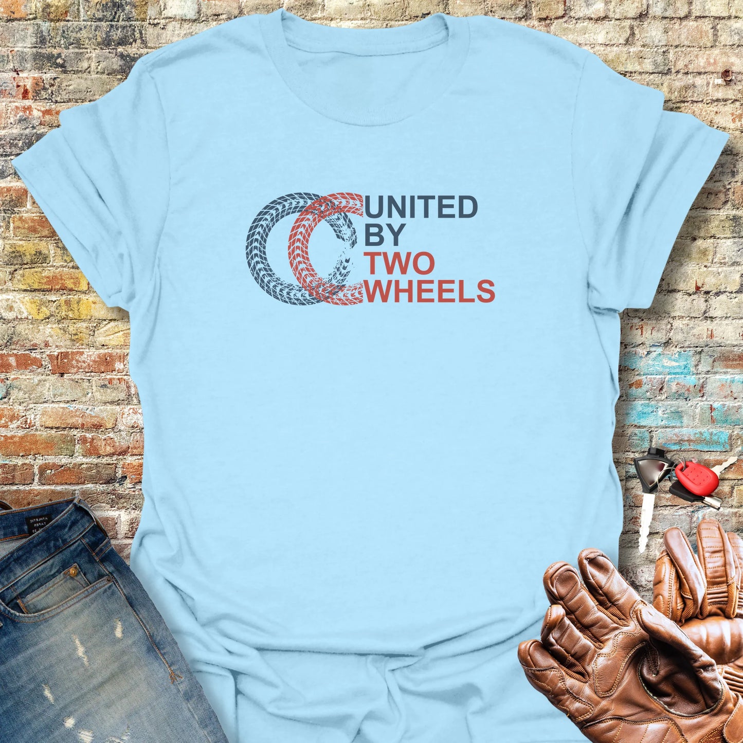 Two Wheels T-Shirt - Light Blue