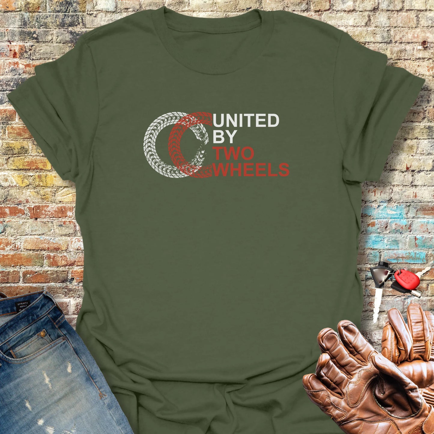 Two Wheels T-Shirt - Military Green