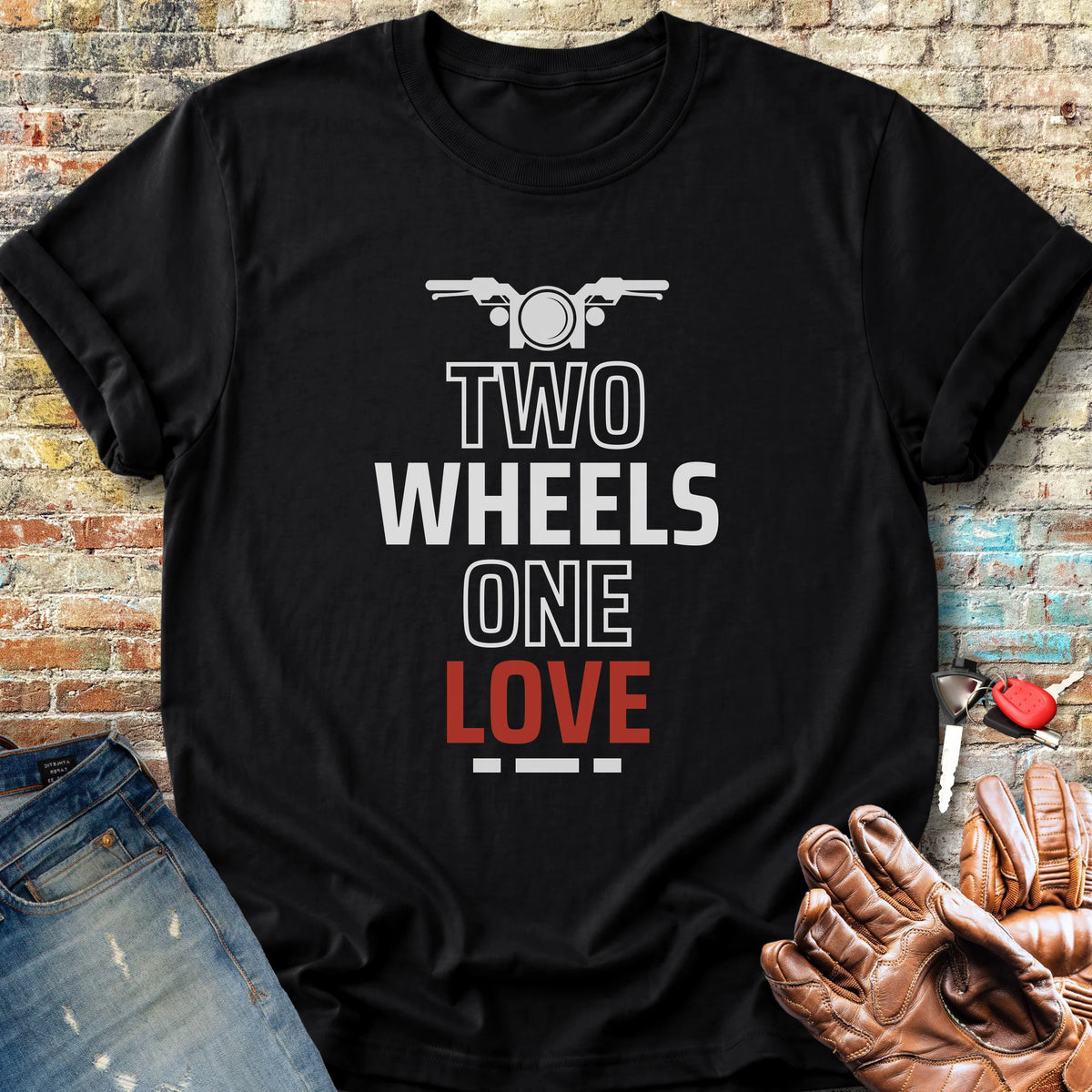 Two Wheels One Love Classic T-Shirt - Black