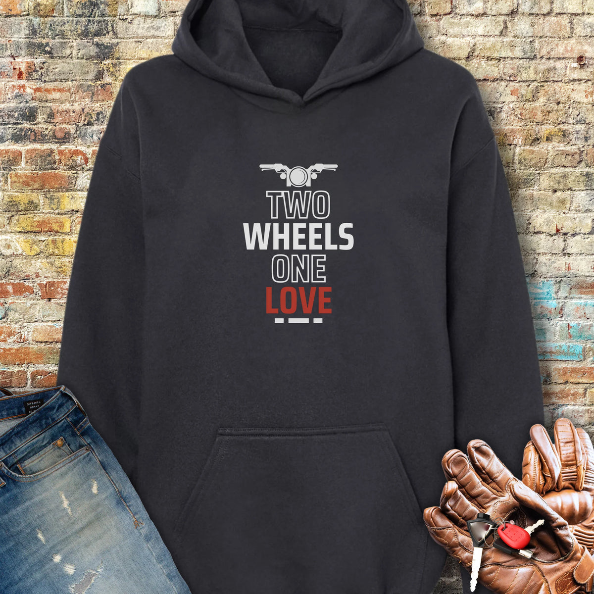 Two Wheels One Love Hoodie - Black